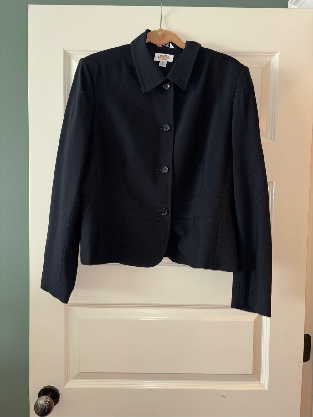 Talbots - Women's Black, Italian-Fabric, Tailored Button-Front Jacket, size 16